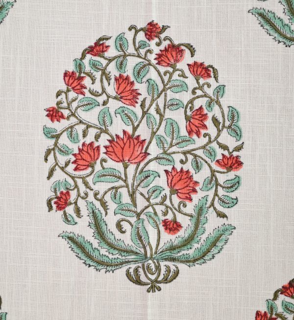 Green Carnation Block Printed Table Cover - Image 4