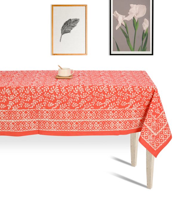 Orange Sparks Block Printed Table Cover