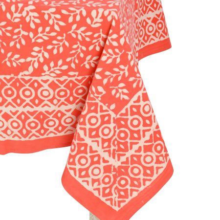 Orange Sparks Block Printed Table Cover - Image 2