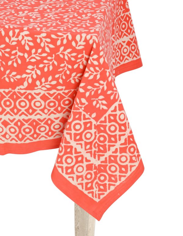 Orange Sparks Block Printed Table Cover - Image 2