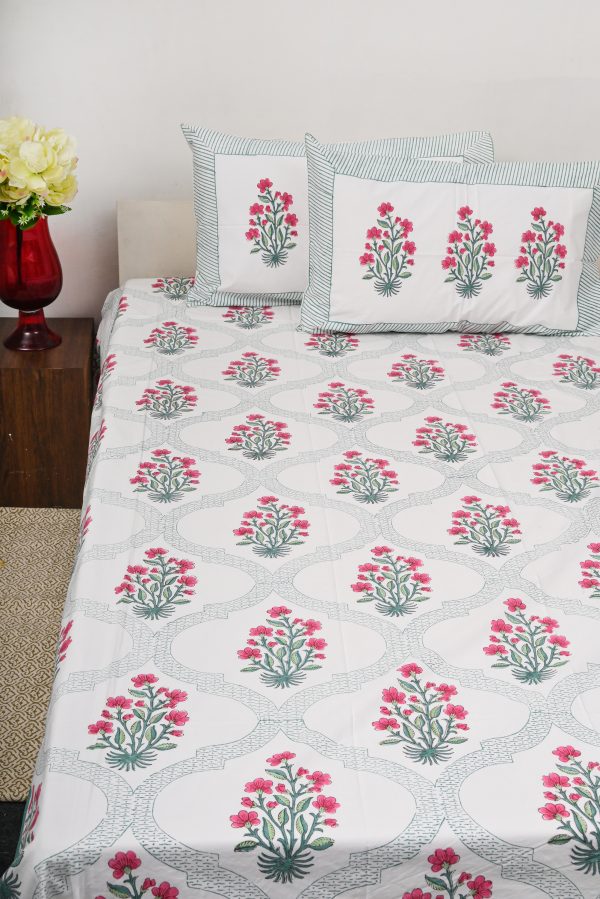 Keepsake Rose Block Printed Bedsheet - Image 4