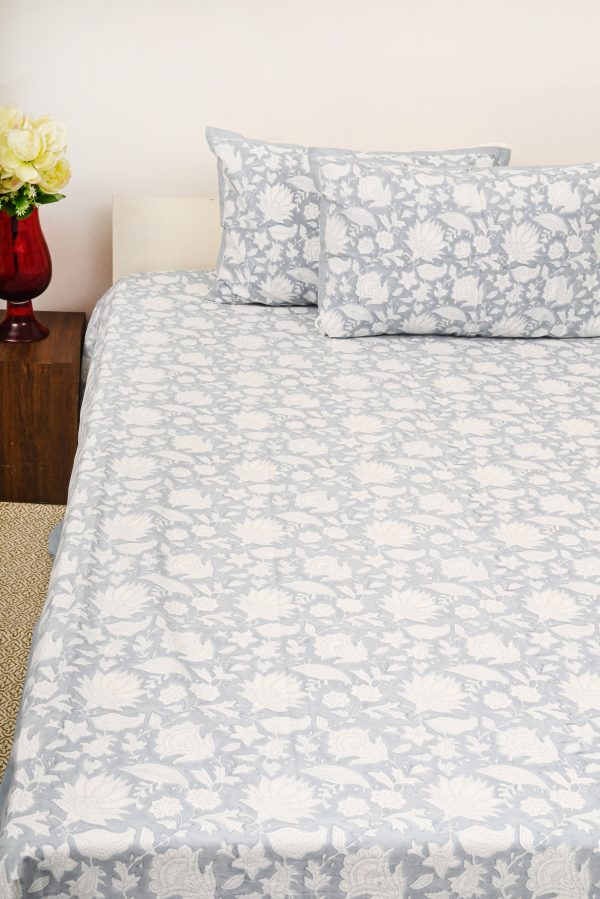 Blue PrimrRose Block Printed Bedsheet - Image 4