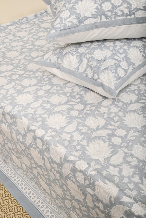 Blue PrimrRose Block Printed Bedsheet - Image 2