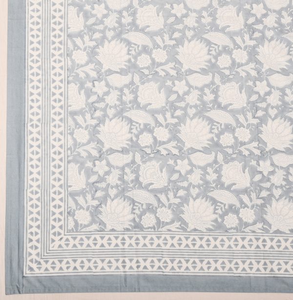 Blue PrimrRose Block Printed Bedsheet - Image 3