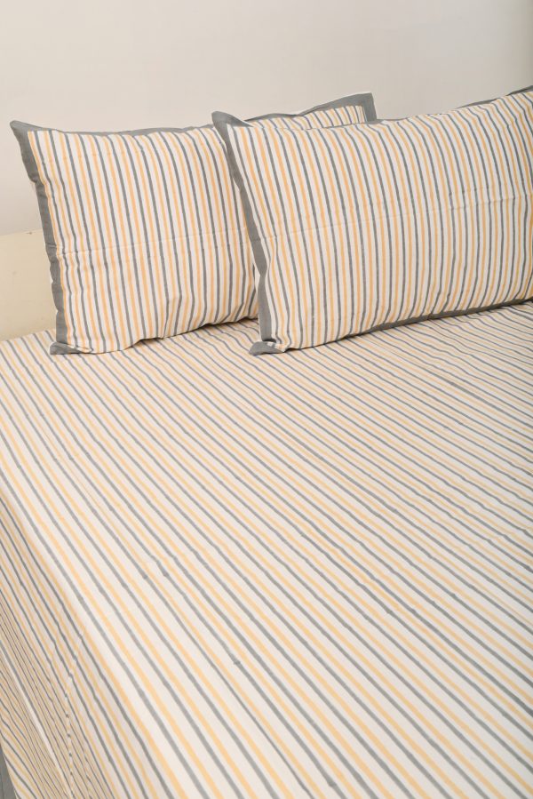 Gray Peers Block Printed Bedsheet
