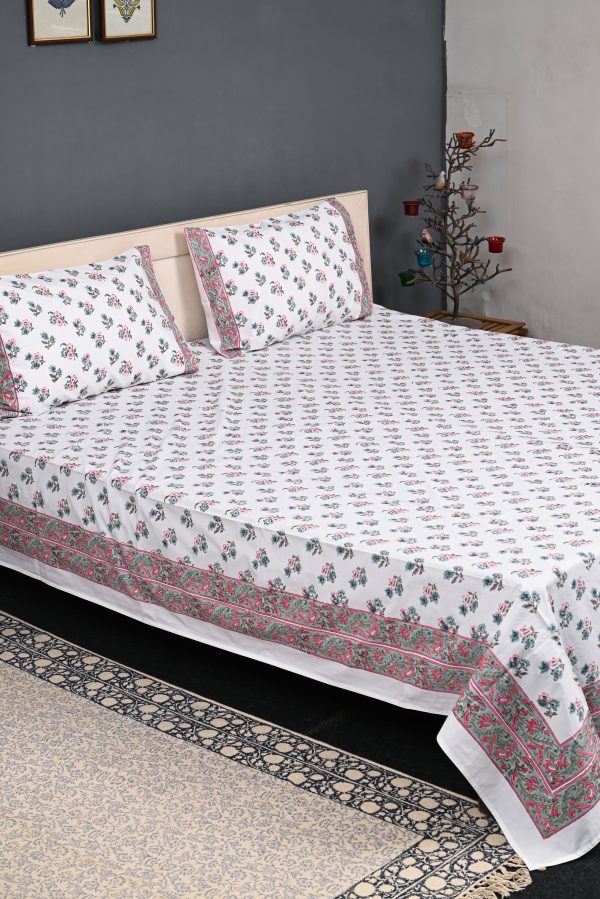 Peony Block Printed Bedsheet