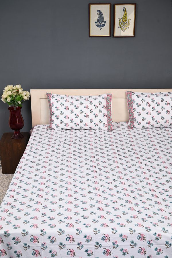 Peony Block Printed Bedsheet - Image 4
