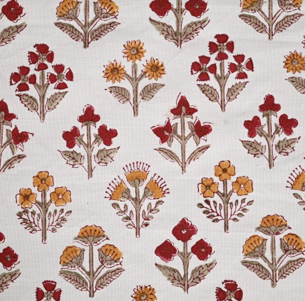 Red Poppy Block Printed Bedsheet - Image 3