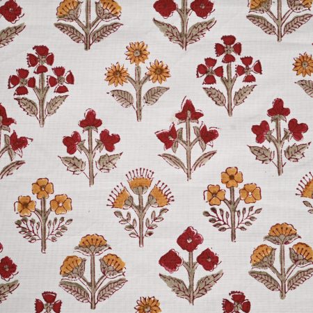 Red Poppy Block Printed Bedsheet - Image 3