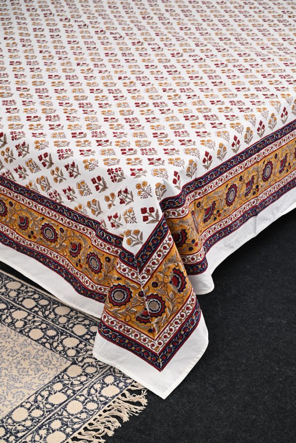 Red Poppy Block Printed Bedsheet - Image 4