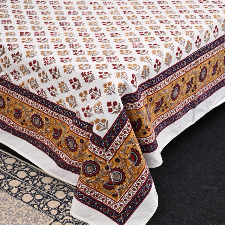 Red Poppy Block Printed Bedsheet - Image 4