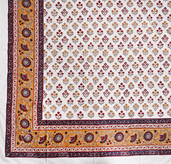 Red Poppy Block Printed Bedsheet - Image 5