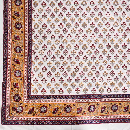 Red Poppy Block Printed Bedsheet - Image 5