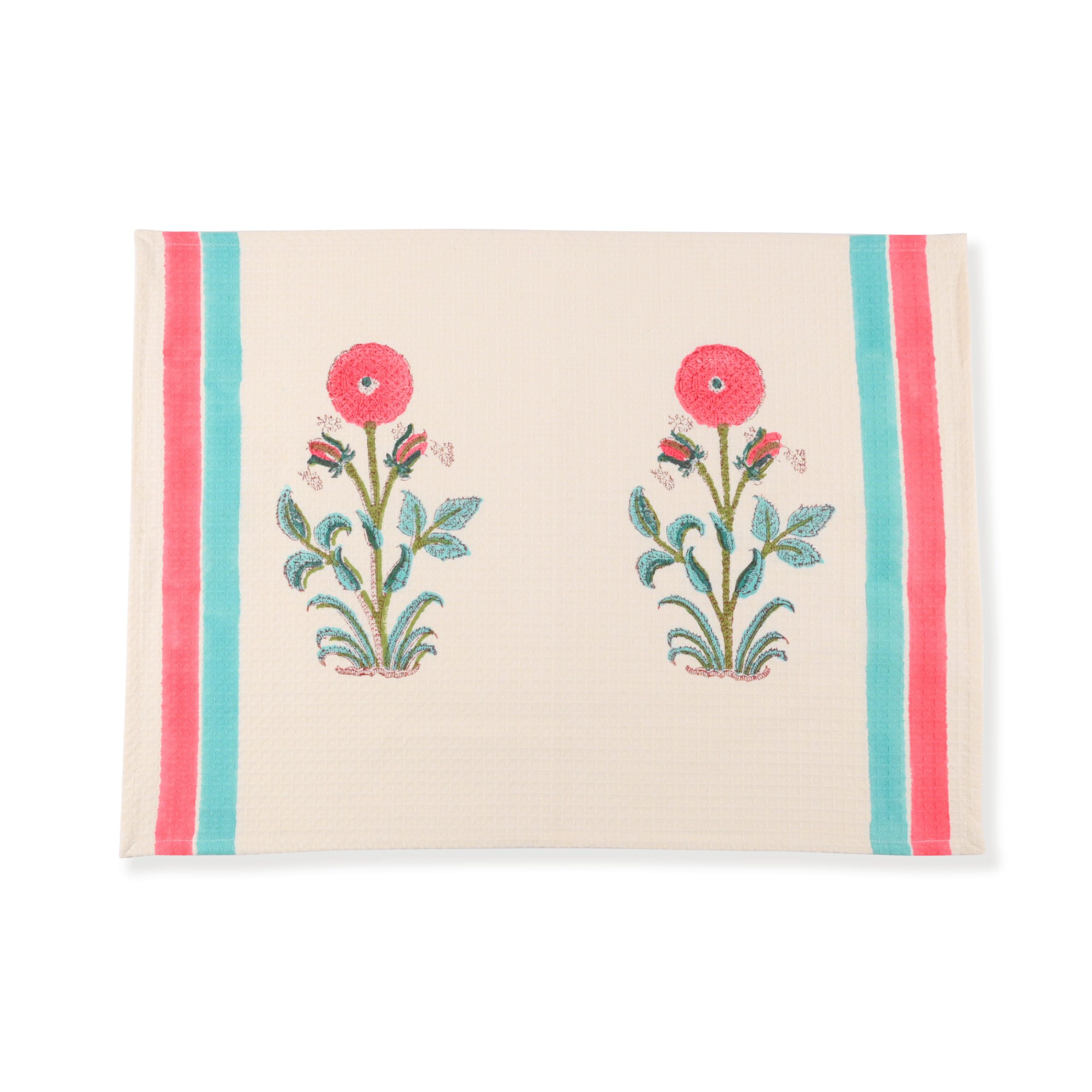 Gladiolus Hand Block Printed Hand Towels - Image 2