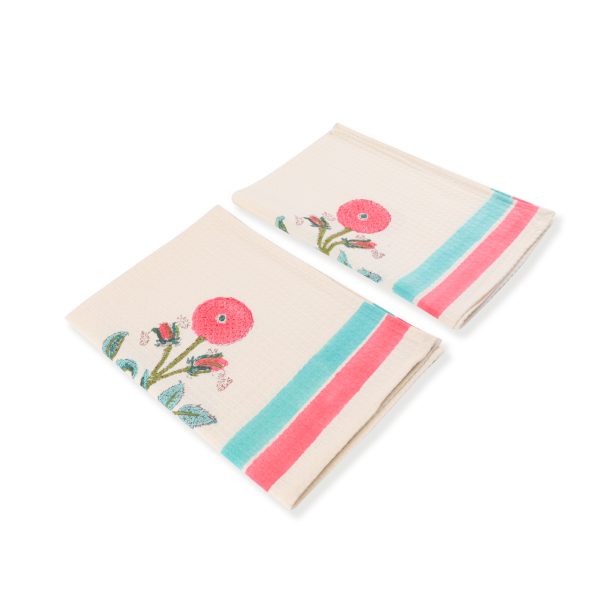 Gladiolus Hand Block Printed Hand Towels