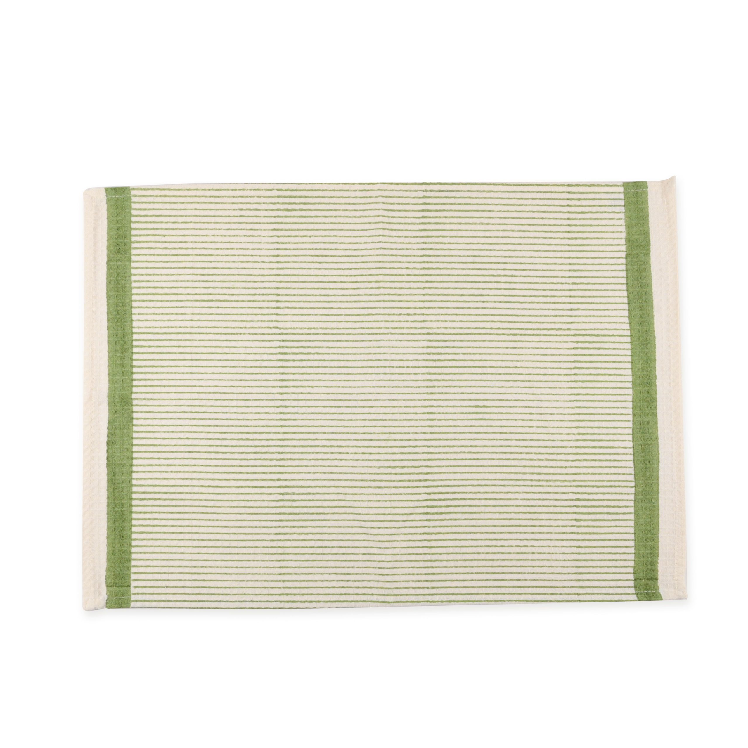 Green Linear Hand Block Printed Hand Towels - Image 2