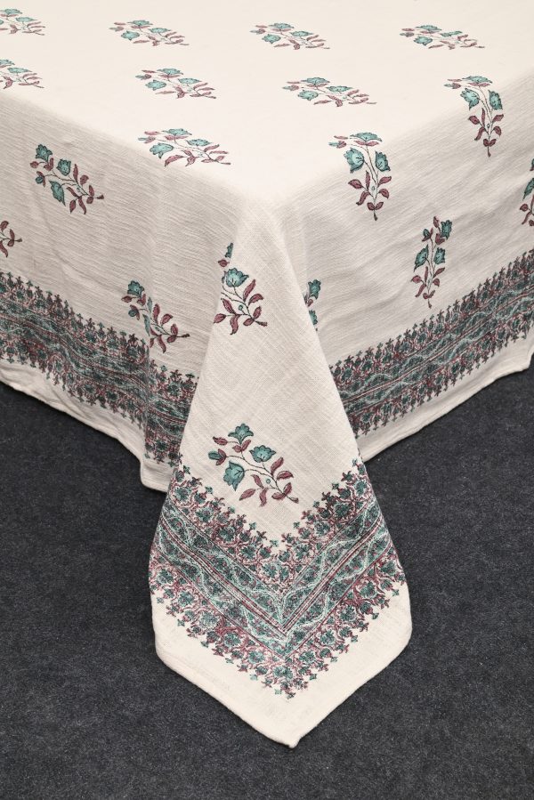 Papoula Block Printed Cotton Jute Bedcover with 2 Pillow Covers - Image 5