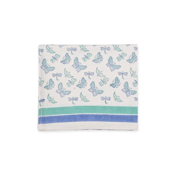 Blue Marsh Fritillary Block Printed Kids Bath Towels - Image 2