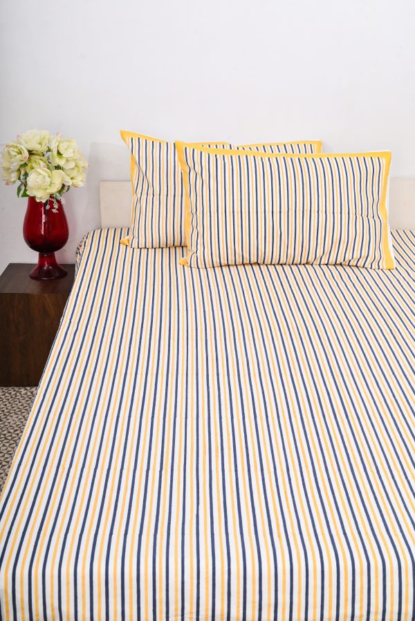 Yellow Fragrance Block Printed Bedsheet - Image 3