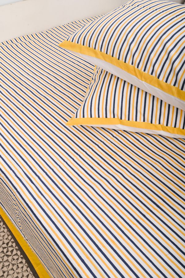 Yellow Fragrance Block Printed Bedsheet
