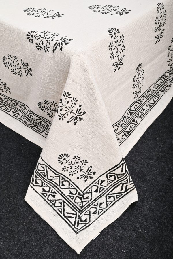 Black Hellebore Block Printed Cotton Jute Bedcover with 2 Pillow Covers - Image 4