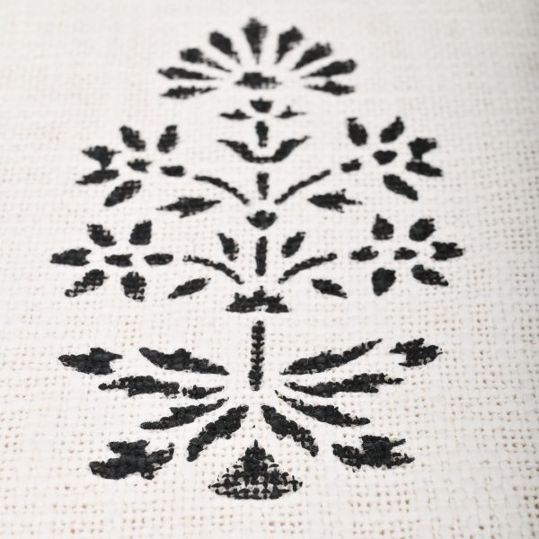 Black Hellebore Block Printed Cotton Jute Bedcover with 2 Pillow Covers - Image 5