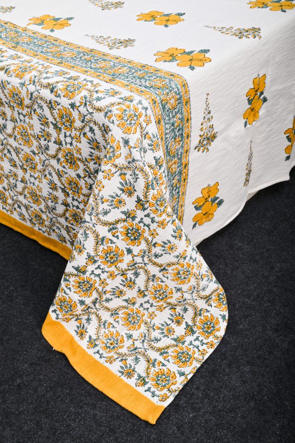 Dahlia Block Printed Bedcover Cotton Jute with 2 Pillow Covers - Image 3