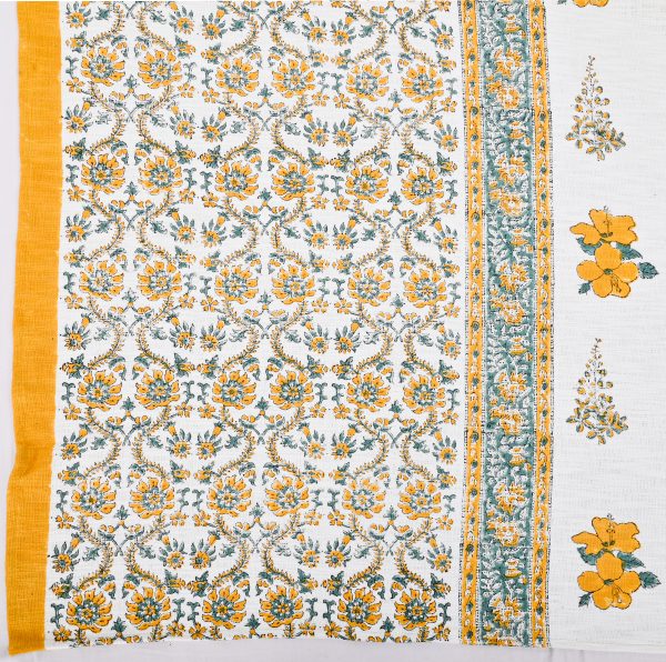 Dahlia Block Printed Bedcover Cotton Jute with 2 Pillow Covers - Image 5
