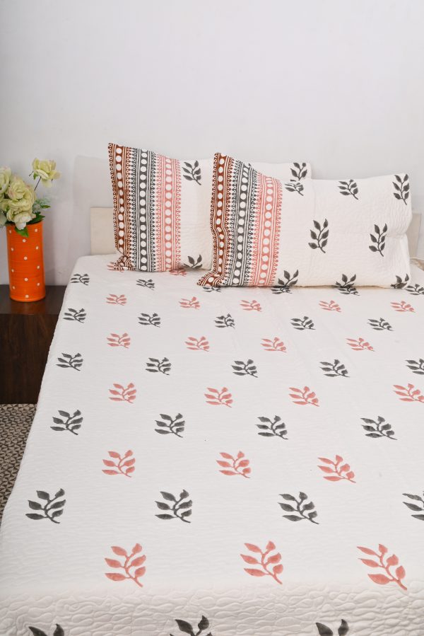 Levy Hand Block Printed  Quilted Bedcover with Pillow Covers