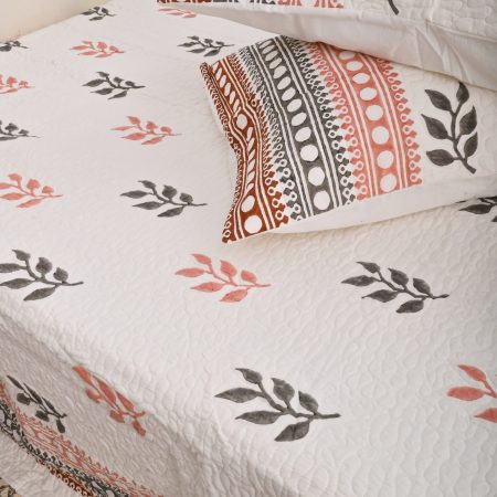 Levy Hand Block Printed  Quilted Bedcover with Pillow Covers - Image 2