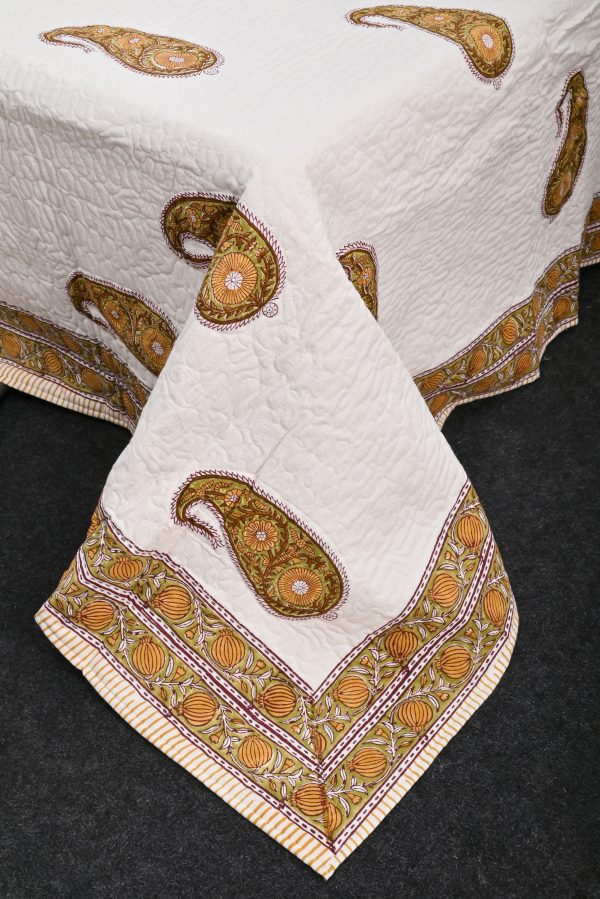 Primrose Hand Block Printed Quilted Bedcover with Pillow Covers - Image 4
