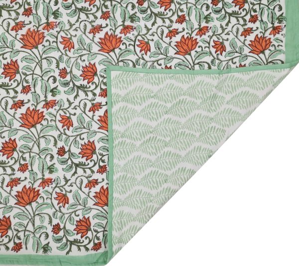 Green Orchids Block Printed Dohar - Image 3