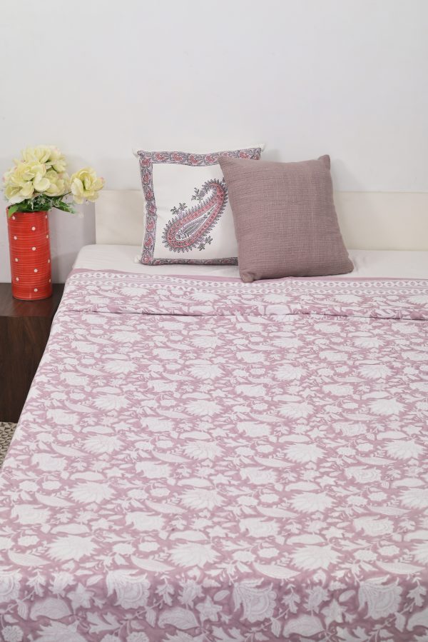 Wine PrimrRose Block Printed Dohar - Image 4