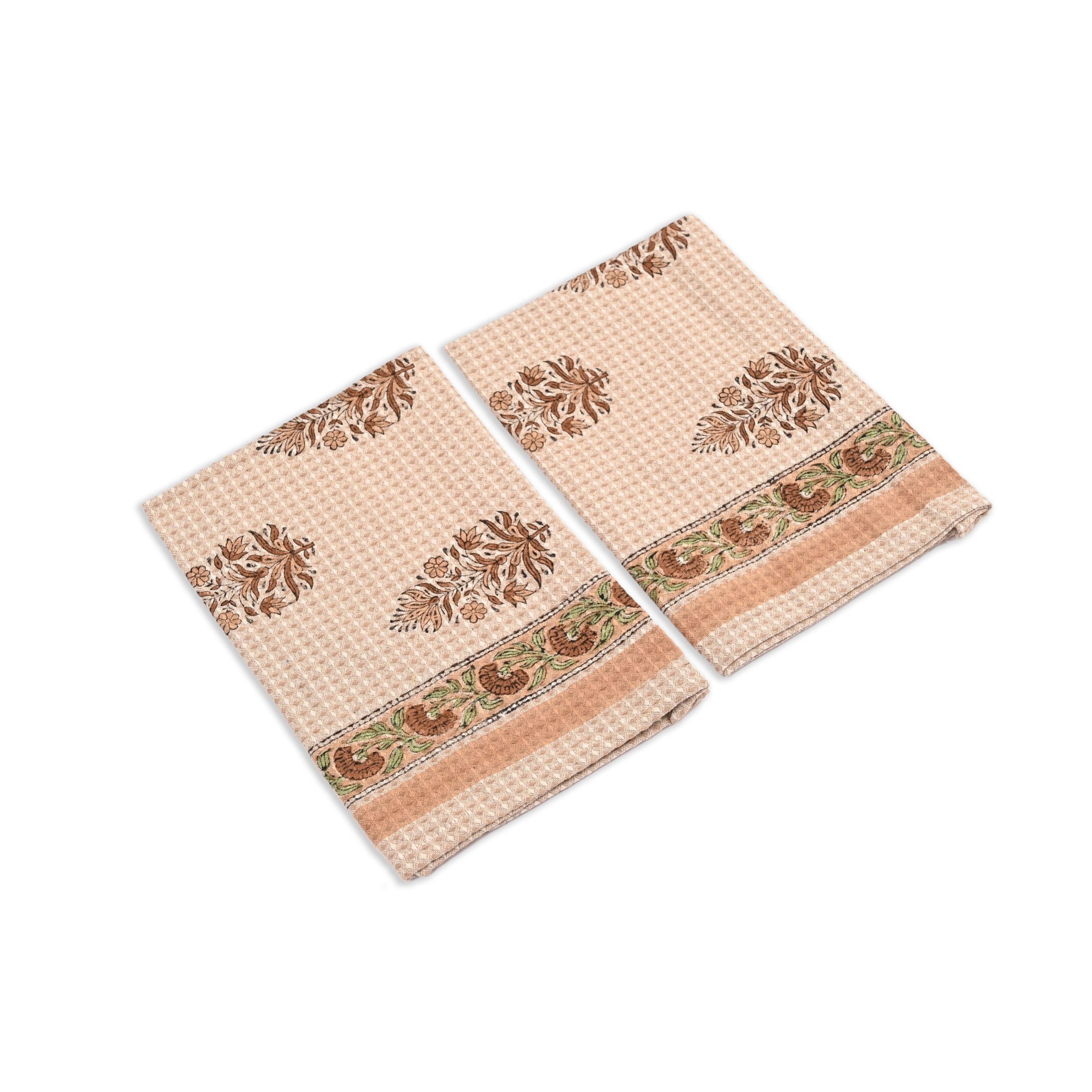 Oleander Hand Block Printed Hand Towels