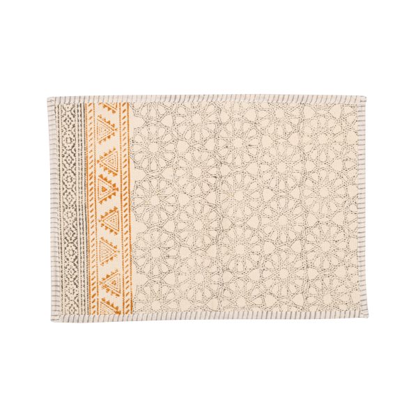 Gray Smoke Block Printed Placemat & Napkin Set - Image 2