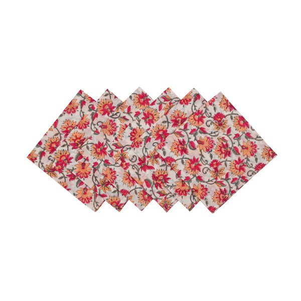 Perennial flowers Block Printed Placemat & Napkin Set - Image 3