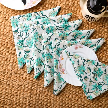 Snowdrop Block Printed Placemat & Napkin Set - Image 3