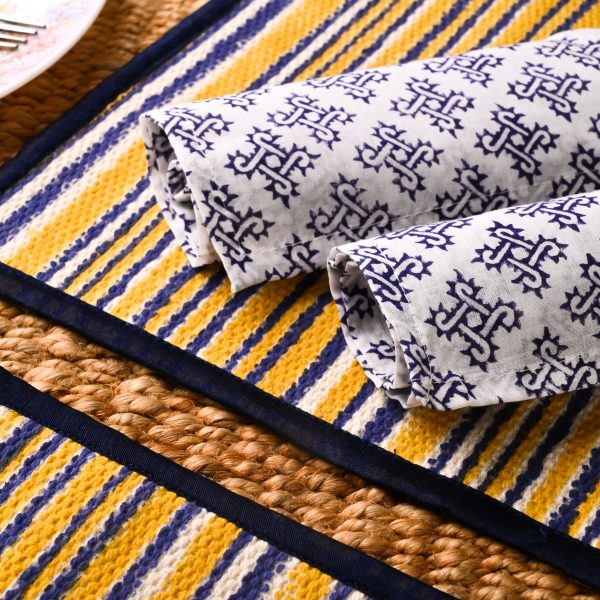 Crocus Yellow Block Printed Placemat & Napkin Set