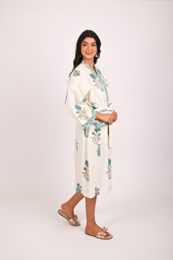 Snowdrop Block Printed Bathrobe - Image 2