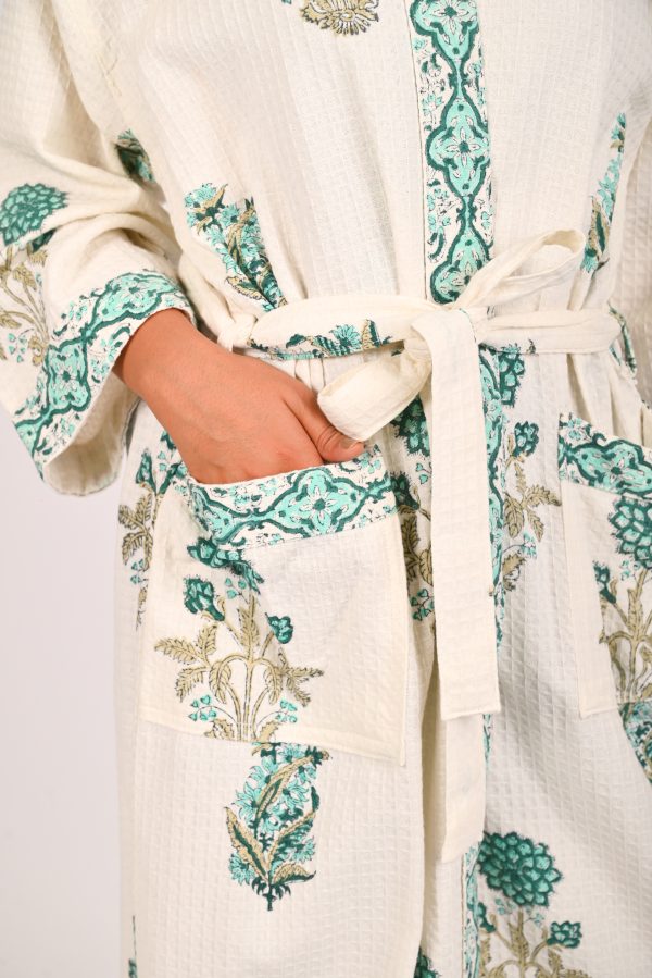 Snowdrop Block Printed Bathrobe - Image 4