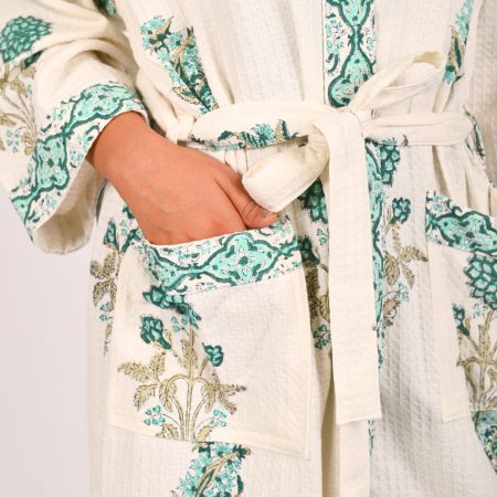 Snowdrop Block Printed Bathrobe - Image 4