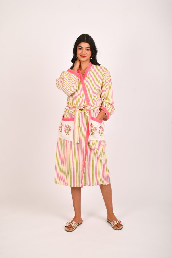 Alpine Pink Block Printed Bathrobe - Image 2
