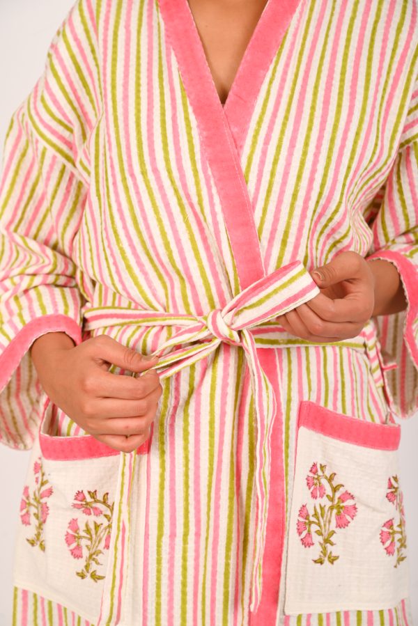 Alpine Pink Block Printed Bathrobe - Image 4
