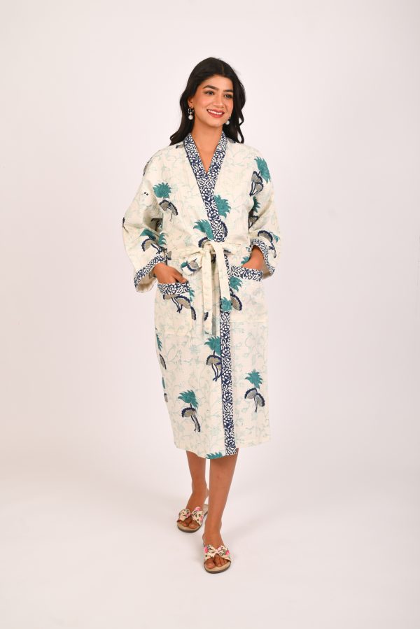 Bluebell Block Printed Bathrobe - Image 3