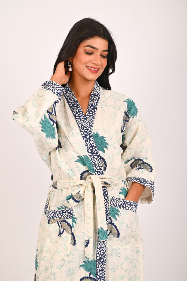 Bluebell Block Printed Bathrobe - Image 4