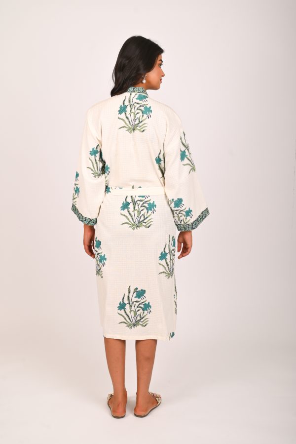 Moon Flower Block Printed Bathrobe - Image 4