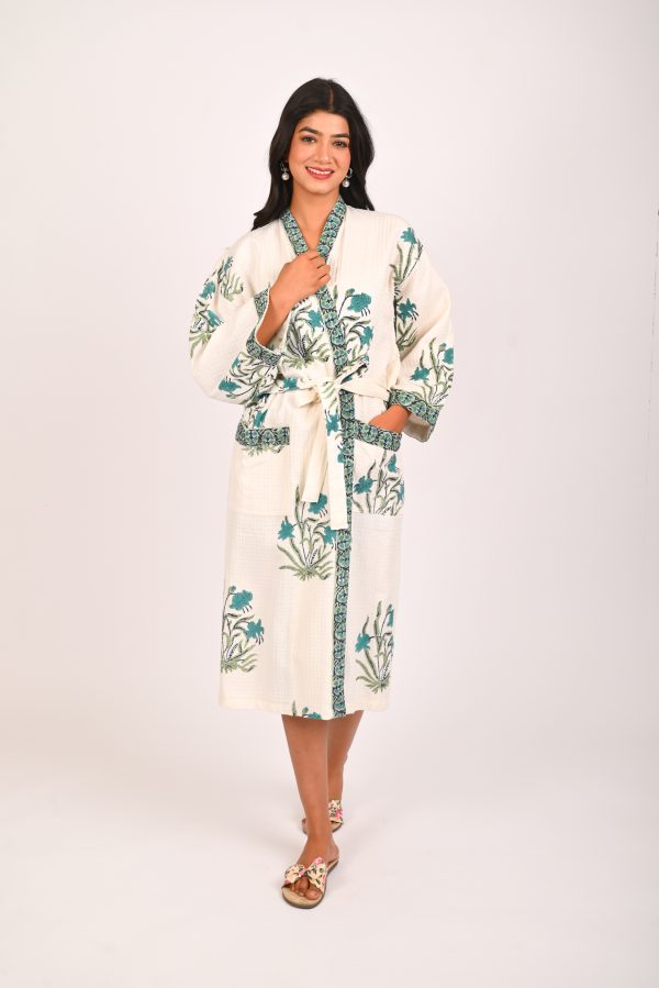 Moon Flower Block Printed Bathrobe - Image 2