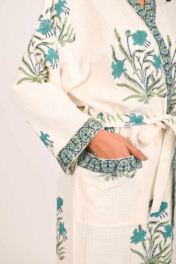 Moon Flower Block Printed Bathrobe - Image 3