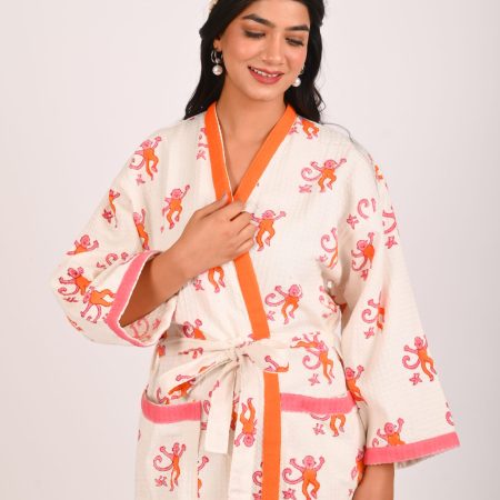 Bubbles Block Printed Bathrobe - Image 3