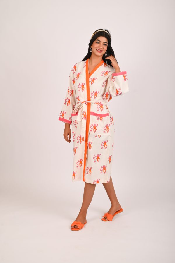 Bubbles Block Printed Bathrobe - Image 2